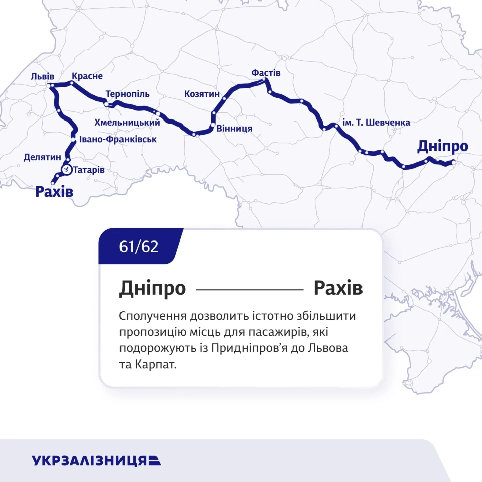 Новий маршрут Чернігівщина – Закарпаття: Укрзалізниця запускає нові міжнародні потяги фото №1