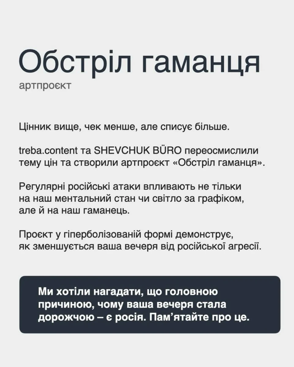 Креативний артпроєкт наочно показує, як війна вплинула на ціни на продукти фото №2