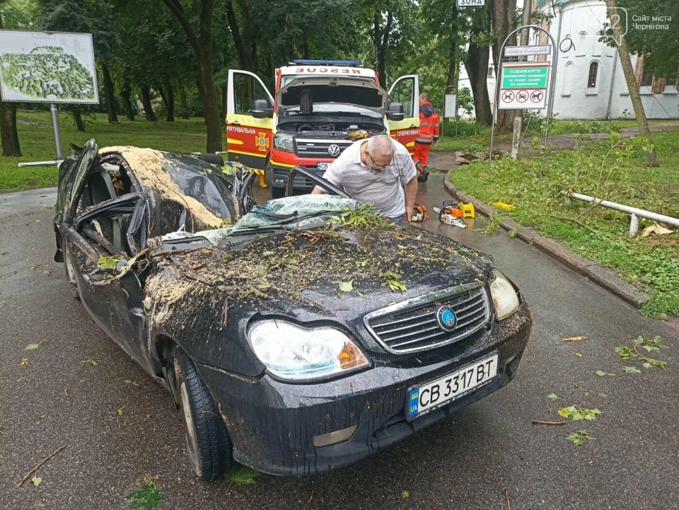 Негода у Чернігові: Дерево розтрощило авто фото №6