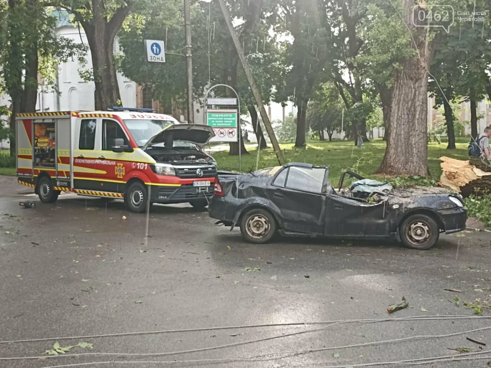 Негода у Чернігові: Дерево розтрощило авто фото №9