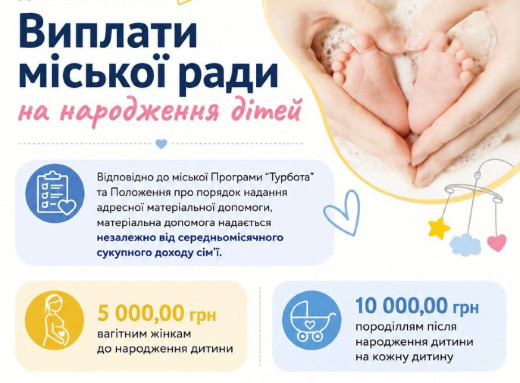 У Славутичі виплачують до 10 тисяч гривень допомоги на народження дитини фото