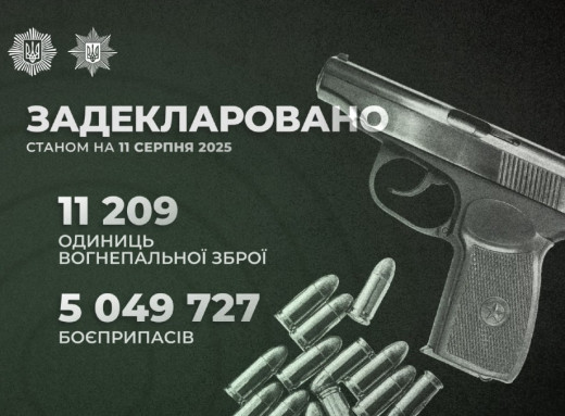 В Україні задекларували понад 11 тисяч одиниць зброї та 5 мільйонів боєприпасів фото